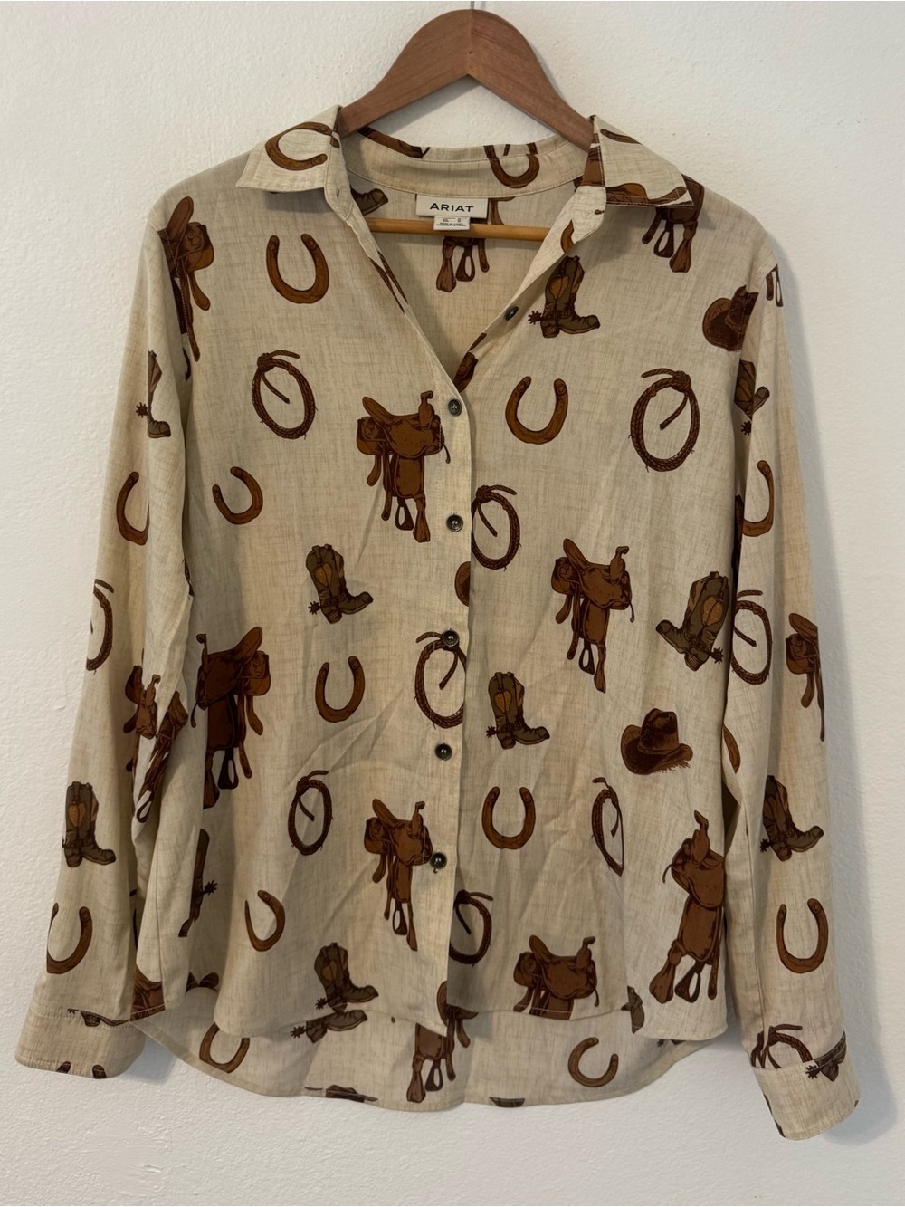 Ariat Homestyle Rodeo Print Long Sleeve Button-Down Western Shirt Equestrian Med
